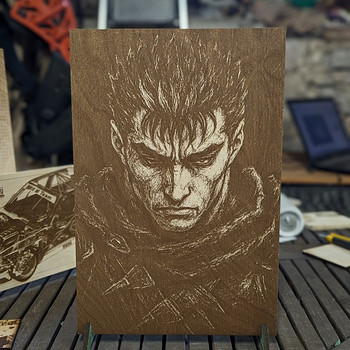 "Berserk" Guts portree poster vineerile põletatud