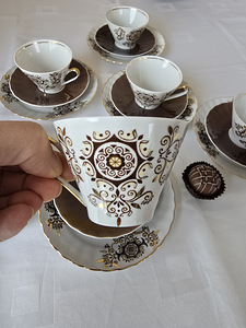 Ретро трио мокка кофейный сервиз Vita RPR костяной фарфор (4 фото из 10)