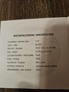 Eesti 14 eurot hõbemünt Proof 2023 - Eesti taluperenaisele j (2 foto / 2)