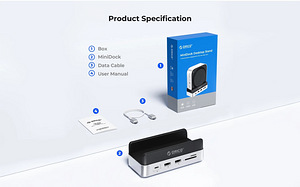 ORICO MiniDock Vertical Mac Mini M4 Dock Stand (1 фото из 10)