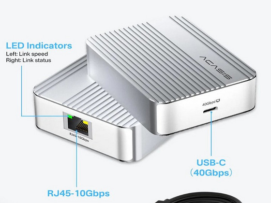 Acasis USB4 to 10 Gigabit Ethernet Adapter with Thunderbolt