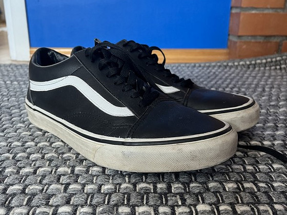 Vans Old Skool Black/White – кожаная версия