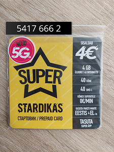 UUS avamata stardipakett (kõnekaart) AINULAADNE NUMBER! (1 foto / 3)