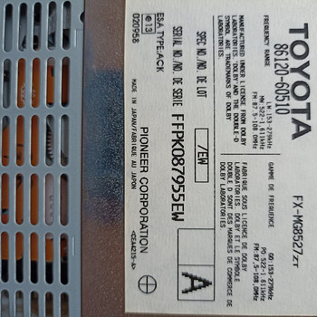 Toyota, автомагнитола Модель: FX-MG8527ZT.