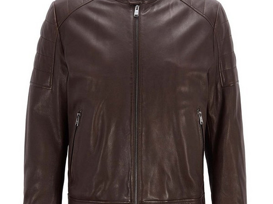 Hugo Boss Regular-fit Blouson Leather Jacket , Dark Brown