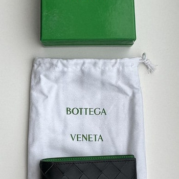 Bottega Veneta Intrecciato Bi-Fold Wallet , Black / Grass
