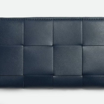 Bottega Veneta Cassette Zip Around Wallet , Deep Blue