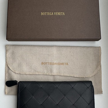 Bottega Veneta Intrecciato Zip Around Wallet , Black