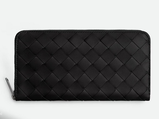 Bottega Veneta Intrecciato Zip Around Wallet , Black