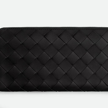 Bottega Veneta Intrecciato Zip Around Wallet , Black