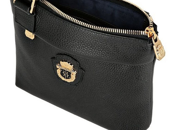 Billionaire Leather Cross body Crest , Black / Gold
