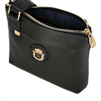 Billionaire Leather Cross body Crest , Black / Gold