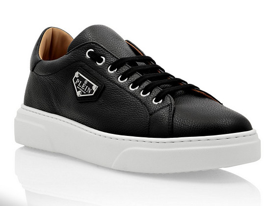 PHILIPP PLEIN LEATHER LO-TOP SNEAKERS ICONIC PLEIN
