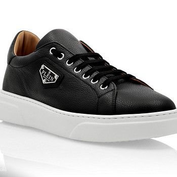 PHILIPP PLEIN LEATHER LO-TOP SNEAKERS ICONIC PLEIN