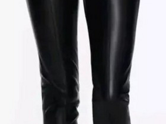 Новые чёрные штаны ZARA из искусственной кожи, размер XL