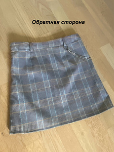 Юбка для школы, в клеточку + цепь | 140см (2 фото из 5)