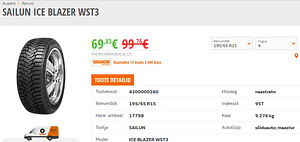 Шипованные шины Salun Ice Blazer WST3 195/65 R15 (4 фото из 4)