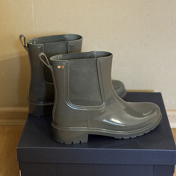 TOMMY HILFIGER BOOTS - FLAG RAINBOOT /OLIVE