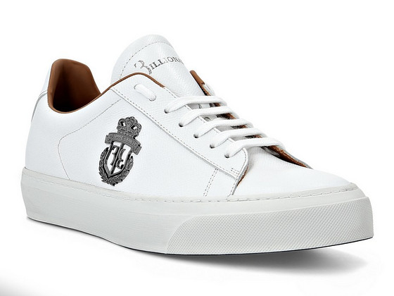 Billionaire Leather Lo-Top Sneakers Crest , White
