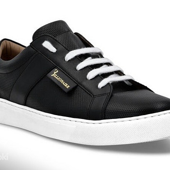 Billionaire Leather Lo-Top Sneakers , Black