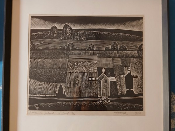 Henno Arrak graafika Saaremaa põllud 1966