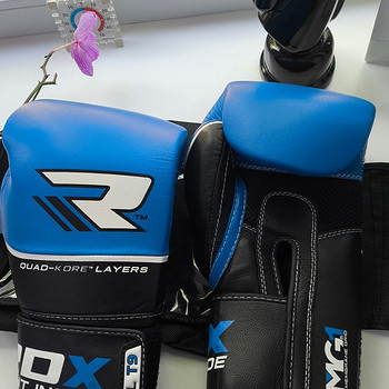Боксерские перчатки RDX T-9 Blue из натуральной кожи