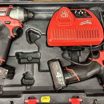 Milwaukee M12 CID + M12 CPD + 2 аккумулятора + зарядное устройство в кейсе
