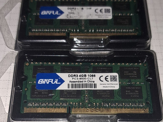 Binful sülearvuti operatiivmälu 2x4GB kokku 8GB