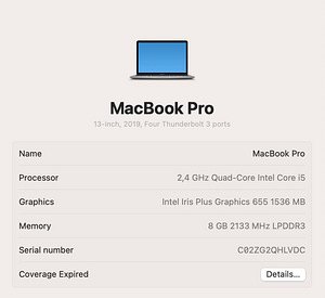 Apple MacBook Pro 13” (2019) 256GB, RAM 8GB (6 foto / 8)