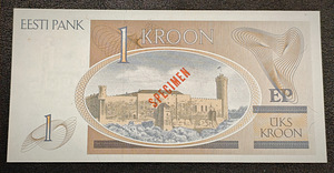 Eesti Kroon 1-500 , AA000000 seeria - proov (3 foto / 10)