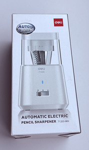 Deli Automatic Electric Pencil Sharpener 71203 , White/Gray (1 фото из 8)