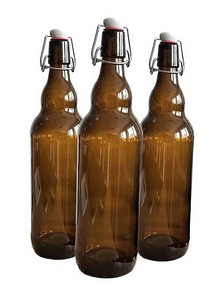 Tume klaaspudel 1L traatkorgiga , 10 tk komplekt (1 foto / 5)