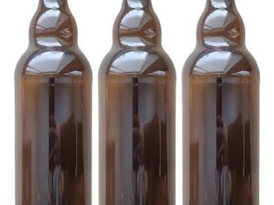 Tume klaaspudel 1L, traatkorgiga , 10 tk kokku