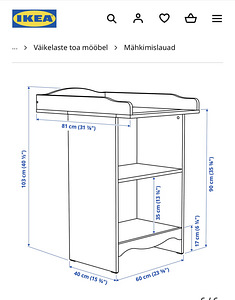 Mähkimislaud/raamaturiiul + mähkimisalus (5 foto / 7)