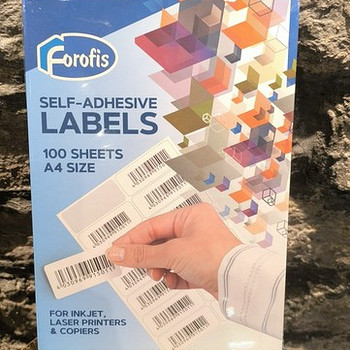 Самоклеящиеся белые этикетки Forofis 210*297, A4, 100 листов.
