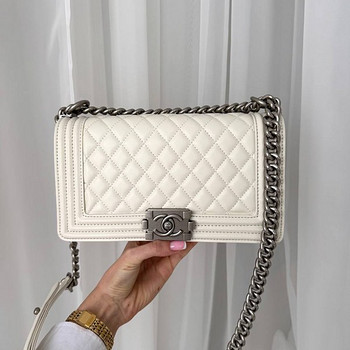 Chanel Boy Beige Silver kott koopia