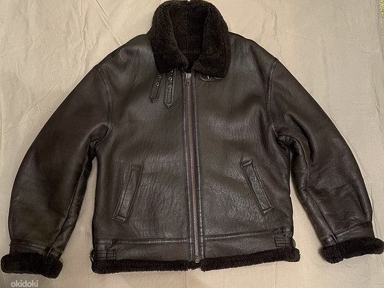 Мужская кожаная куртка на меху - Aviator, xxl