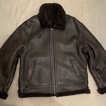 Мужская кожаная куртка на меху - Aviator, xxl