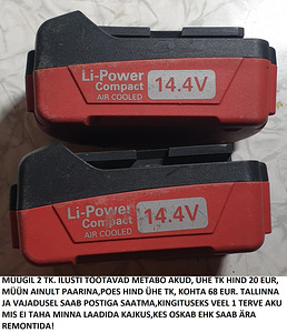 METABO AKU 14,4 V 2 TK. ILUSTI TÖÖTAVAD +LAADIJA (3 foto / 4)