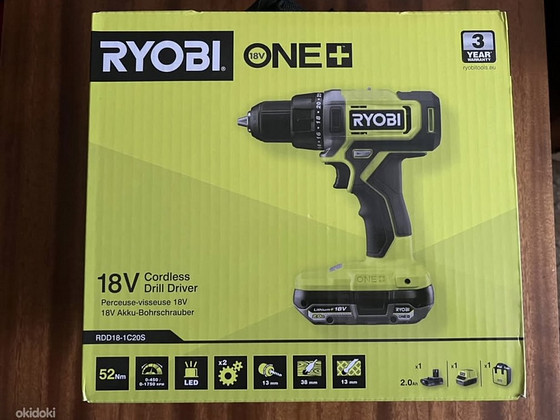 RYOBI ONE+ RDD18-1C20S, 2 AH, uus