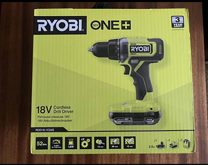 RYOBI ONE+ RDD18-1C20S, 2 AH, uus (1 foto / 3)