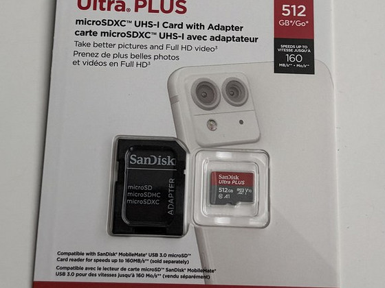 Sandisk 512GB MicroSDXC Ultra Plus 160MB/s A1 C10 UHS-1