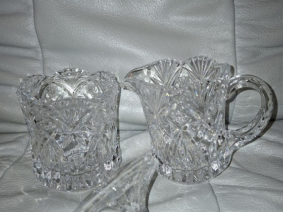 Tšehhi kristallkomplekt suhkrutoos, koorekann kõrgus 9 cm