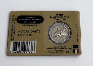 Notre-Dame de Paris 2€ Proof quality yeardate 2025 (2 фото из 2)