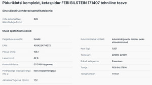 171407 FEBI BILSTEIN VOLVO PIDUKLOTSIDE KOMPLEKT (2 foto / 2)