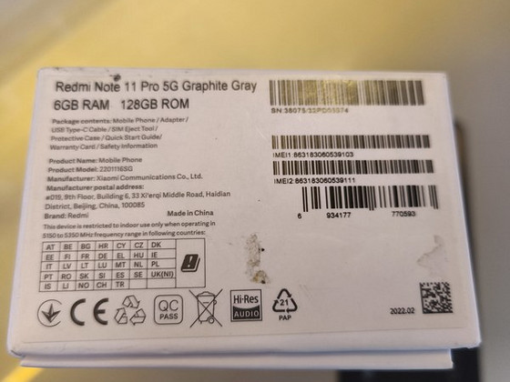 Xiaomi Redmi note 11pro 5g