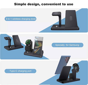 3in1 Fast Wireless Charger Station Dock For Samsung,Apple (8 фото из 10)