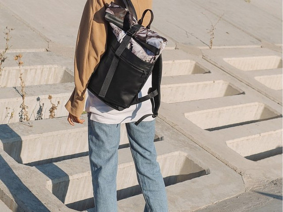 Рюкзак Milinal "Rolltop", с цветочным принтом