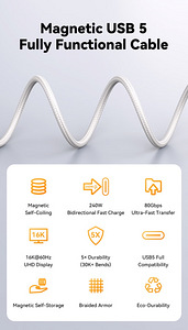 SANJINZY Gen2 240W Magnetic USB 5 Cable (1.0 m) (2 фото из 5)