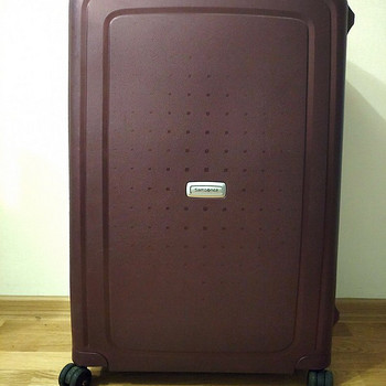 Большой фиолетовый чемодан Samsonite на 4 колесах